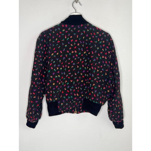 Vintage Crisca Wool/SillbBlend Printed Long Sleeve Full Zip Bomber Jacket 36 - Picture 5 of 11